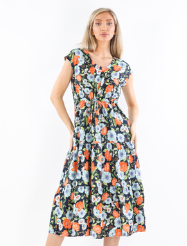 Rochie Dama Vascoza AmberOne Bleumarin cu Bleu si Portocaliu
