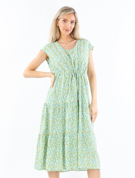 Rochie Dama Vascoza AmberOne Verde cu Galben si Alb