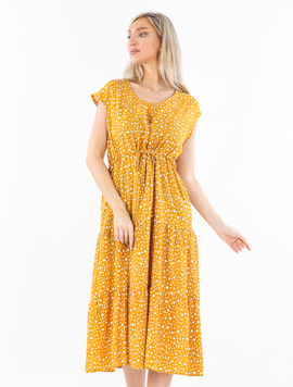 Rochie Dama Vascoza AmberOne Mustar cu Alb