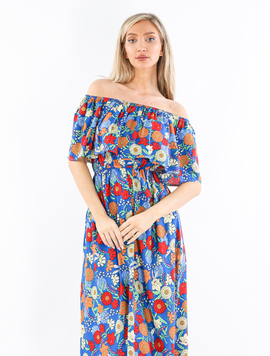 Rochie Dama VickyOne Albastru cu Rosu
