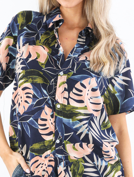 Camasa Unisex Vascoza Penelope Bleumarin cu Roz