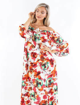 Rochie Dama Vascoza CharismaStyle Alb cu Portocaliu