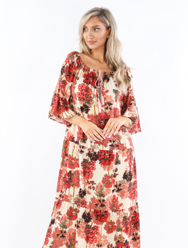 Rochie Dama Vascoza CharismaStyle Crem cu Rosu