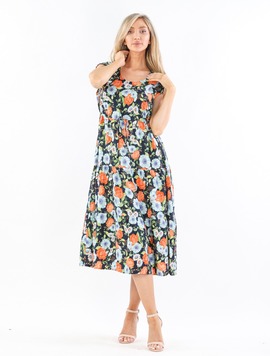 Rochie Dama Vascoza AmberOne Bleumarin cu Bleu si Portocaliu