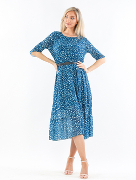 Rochie Dama YasmineOne Turcoaz cu Bleu