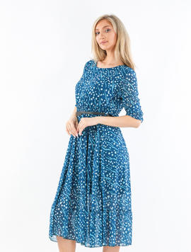 Rochie Dama YasmineOne Turcoaz cu Bleu