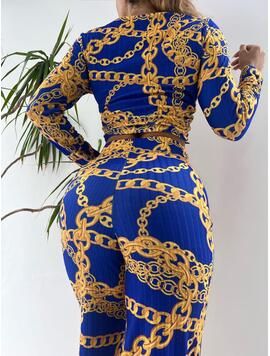 Compleu Dama EveaStyle Albastru cu Auriu