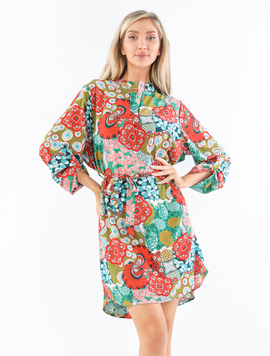 Rochie Dama Kalista Verde cu Rosu