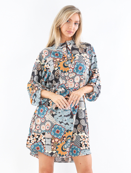 Rochie Dama Kalista Negru cu Turcoaz