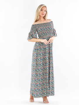 Rochie Dama AntoniColor Verde cu Portocaliu si Galben