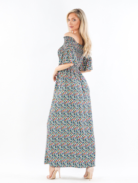 Rochie Dama AntoniColor Verde cu Portocaliu si Galben