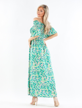 Rochie Dama AntoniColor Verde cu Roz si Vernil
