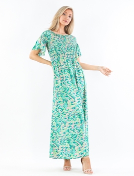 Rochie Dama AntoniColor Verde cu Roz si Vernil