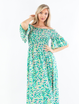 Rochie Dama AntoniColor Verde cu Roz si Vernil