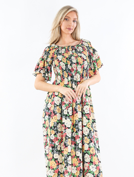 Rochie Dama AntoniColor Crem cu Galben si Negru