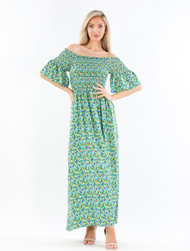 Rochie Dama AntoniColor Verde cu Galben si Albastru