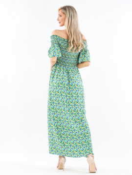 Rochie Dama AntoniColor Verde cu Galben si Albastru