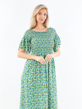 Rochie Dama AntoniColor Verde cu Galben si Albastru