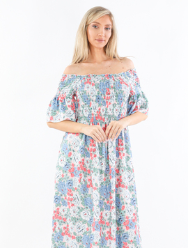 Rochie Dama AntoniColor Bleu cu Roz si Verde