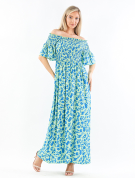 Rochie Dama AntoniColor Vernil cu Albastru