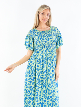 Rochie Dama AntoniColor Vernil cu Albastru