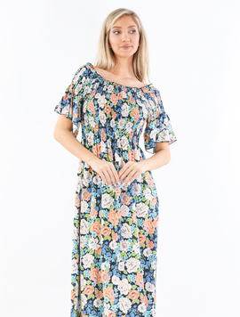 Rochie Dama AntoniColor Negru cu Roz si Albastru