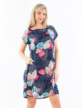 Rochie Dama Vascoza HelenOne Bleumarin cu Roz si Albastru