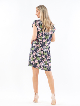 Rochie Dama Vascoza HelenOne Bleumarin cu Roz si Rosu