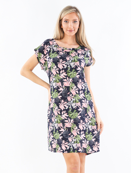 Rochie Dama Vascoza HelenOne Bleumarin cu Roz si Rosu