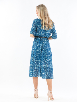 Rochie Dama YasmineOne Turcoaz cu Bleu