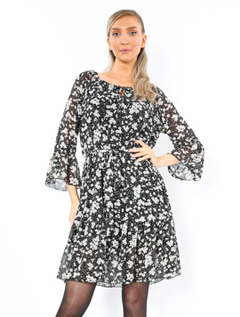 Rochie Dama Voal Floral Negru