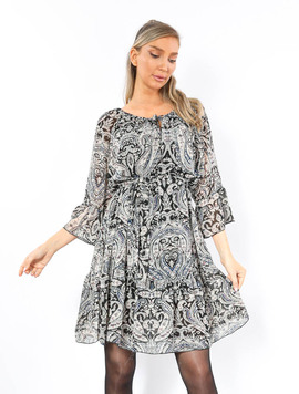 Rochie Dama Voal Floral Gri