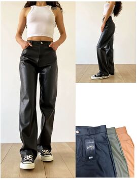 Pantaloni Dama StraightLeather Negru