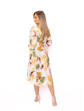 Rochie Dama VascozaFloral Crem si Galben
