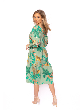 Rochie Dama VascozaFloral Verde si Turcoaz