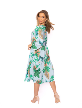 Rochie Dama VascozaFloral Bleu si Verde