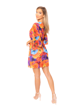 Rochie Dama AuroraSpring Portocaliu cu Violet si Galben