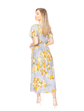 Rochie Dama Imprimeu Floral Gri