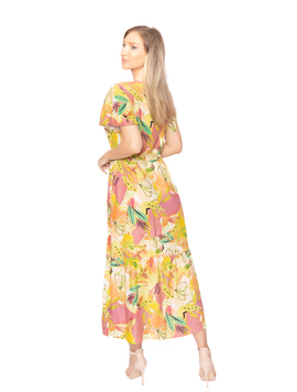Rochie Dama Flori de Primavara Galben