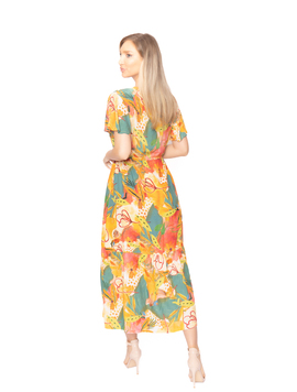 Rochie Dama Flori de Primavara Verde