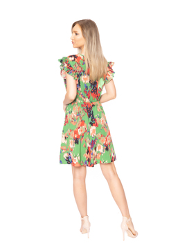 Rochie Dama Mini Flori Verde
