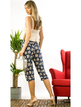 Pantaloni Dama Panza Klorys Bleumarin si Crem
