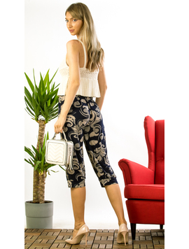 Pantaloni Dama Panza Klorys Bleumarin si Bej