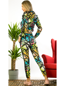 Trening Dama Bumbac Tie-Dye Negru si Verde