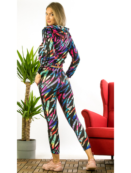 Trening Dama Bumbac Tie-Dye Negru si Fucsia