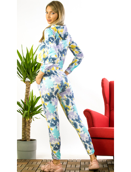Trening Dama Bumbac TieDye Bleumarin si Galben