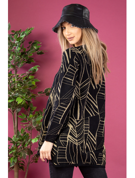 Pulover Dama Warren Negru si Auriu