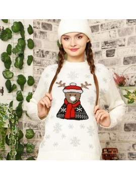 Pulover Dama TwoChristmas Alb