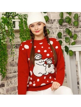 Pulover Dama ThreeChristmas Rosu