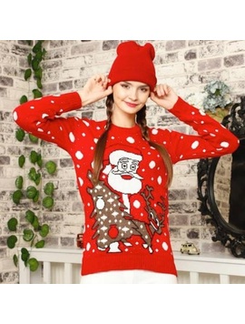 Pulover Dama SixChristmas Rosu